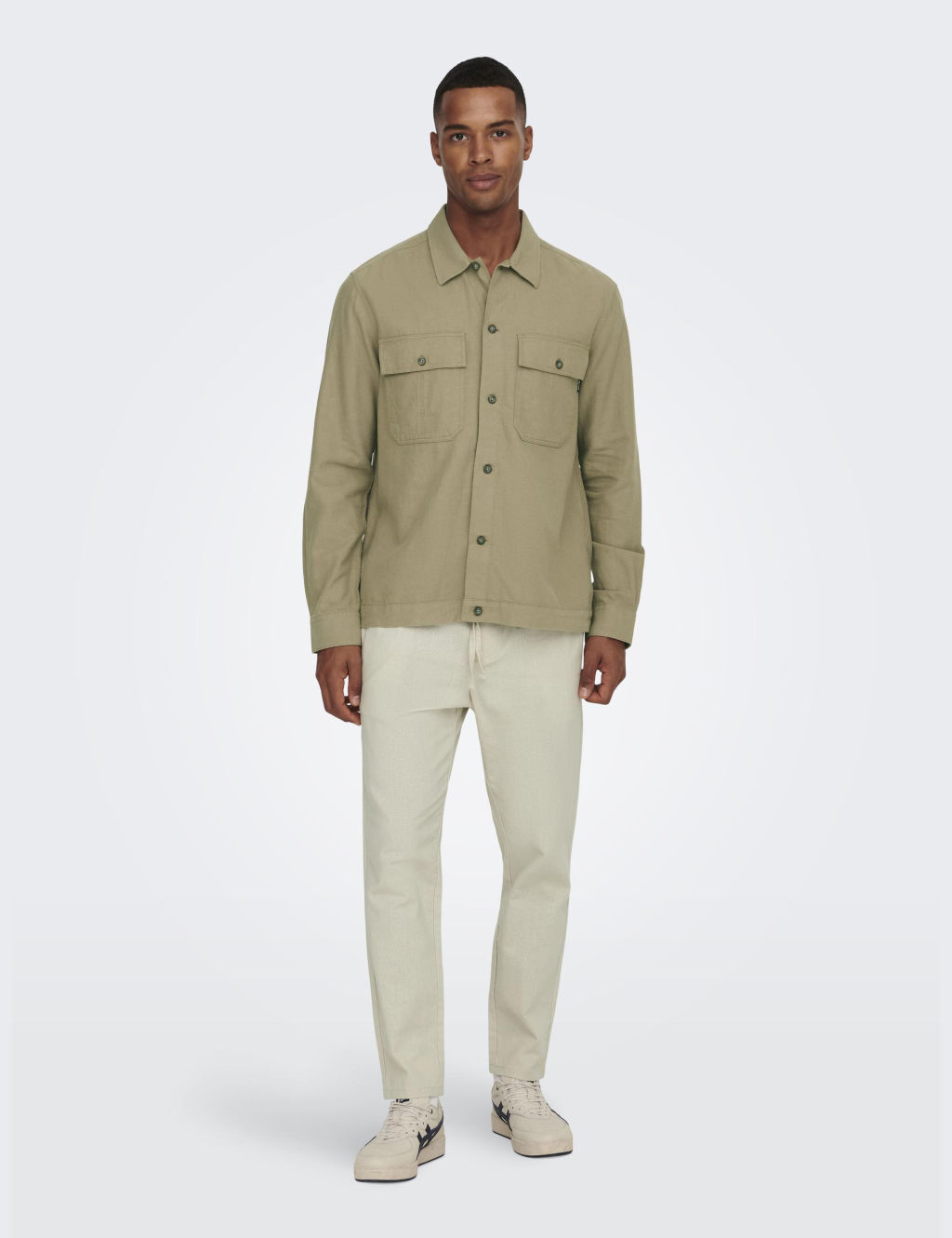 Tapered Fit Cotton Rich Trousers with Linen 2 of 7