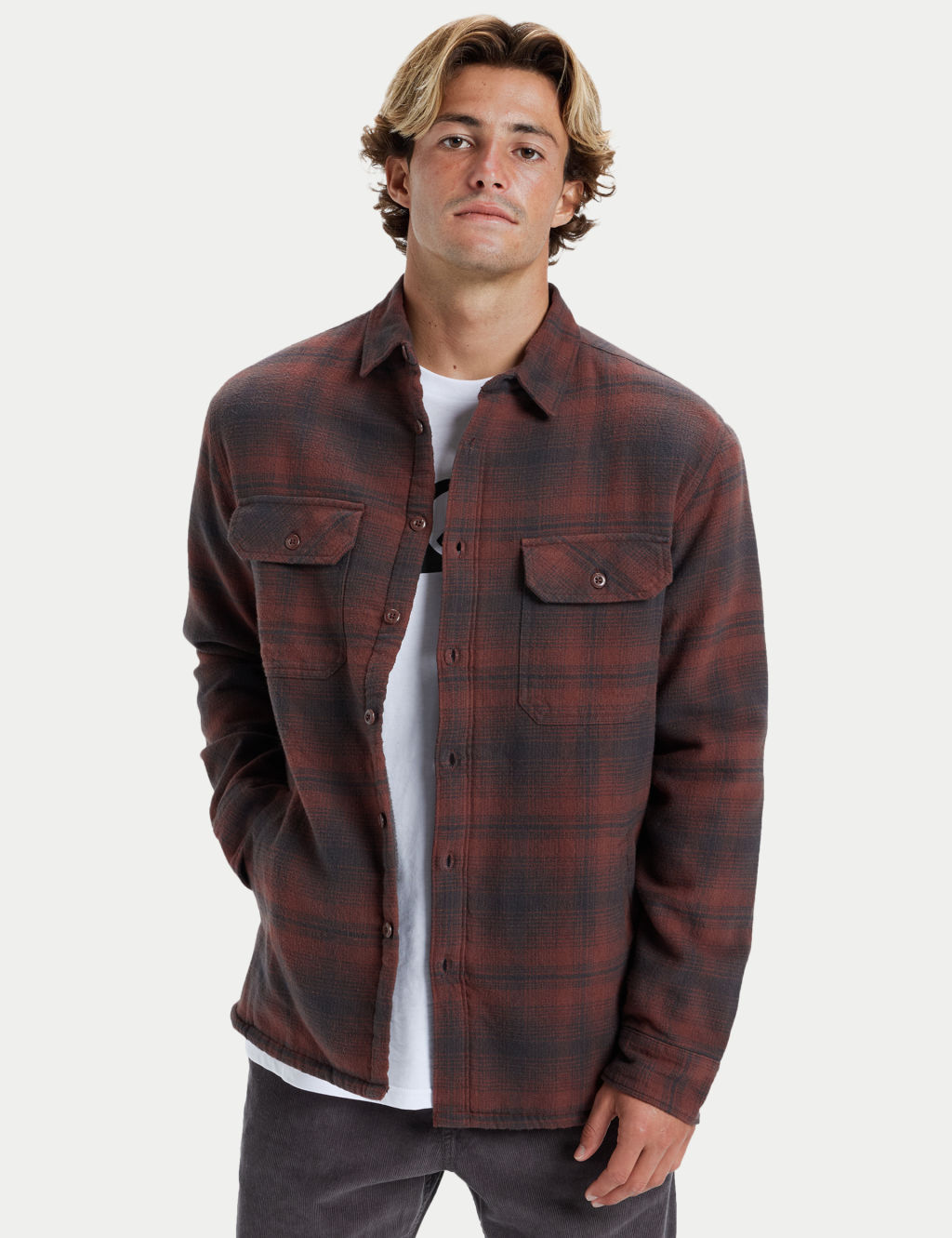 Pure Cotton Check Borg Lined Overshirt
