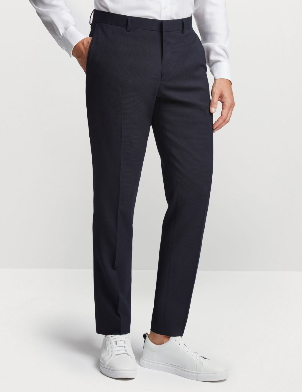 Slim Fit Wool Rich Textured Suit Trousers