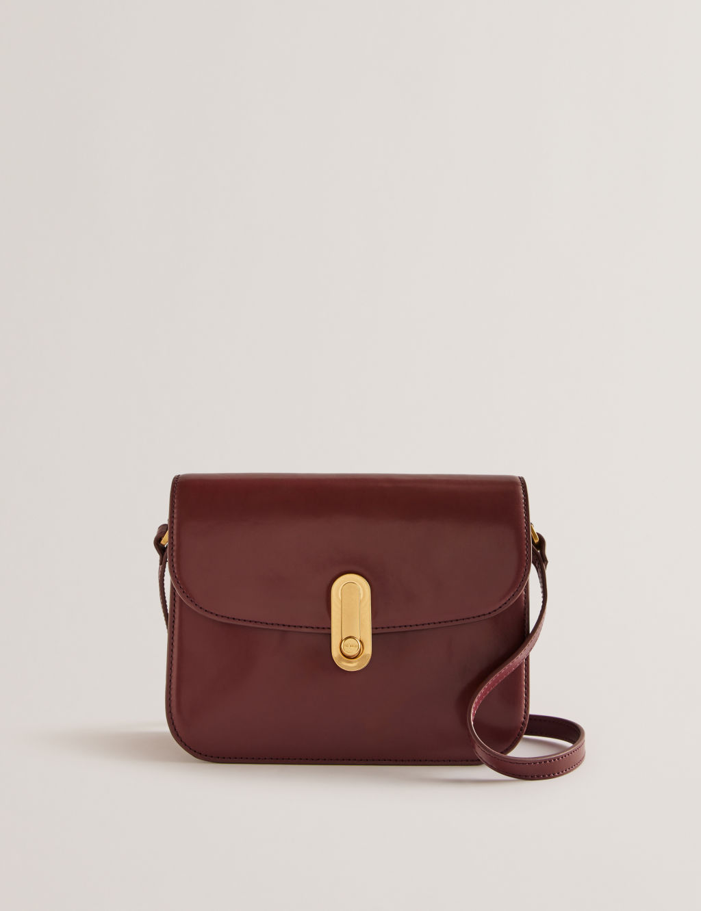 Leather Buckle Detail Cross Body Bag