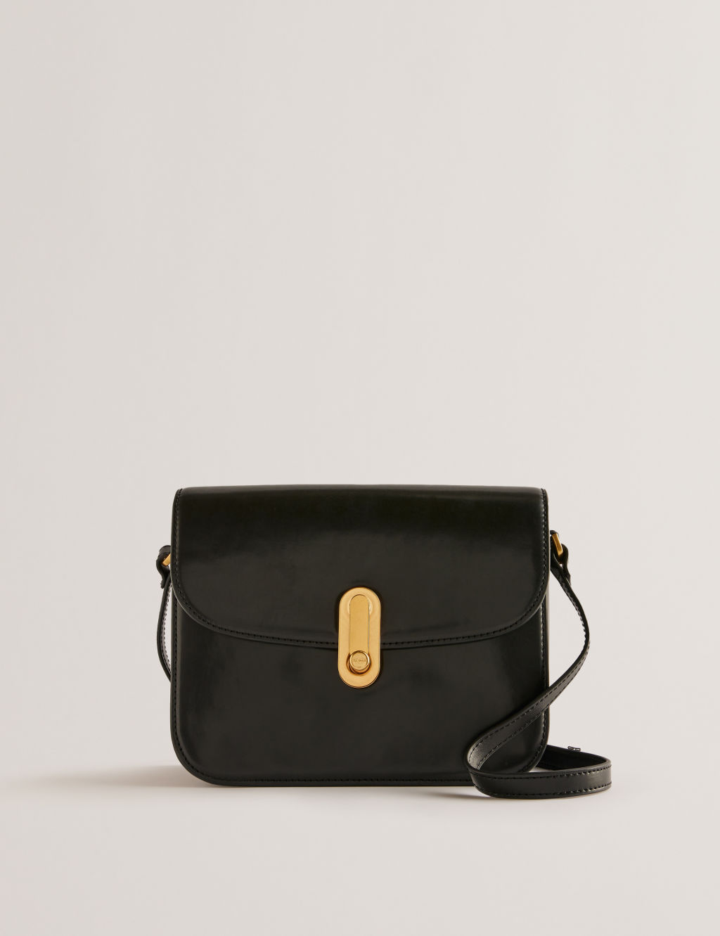 Leather Buckle Detail Cross Body Bag
