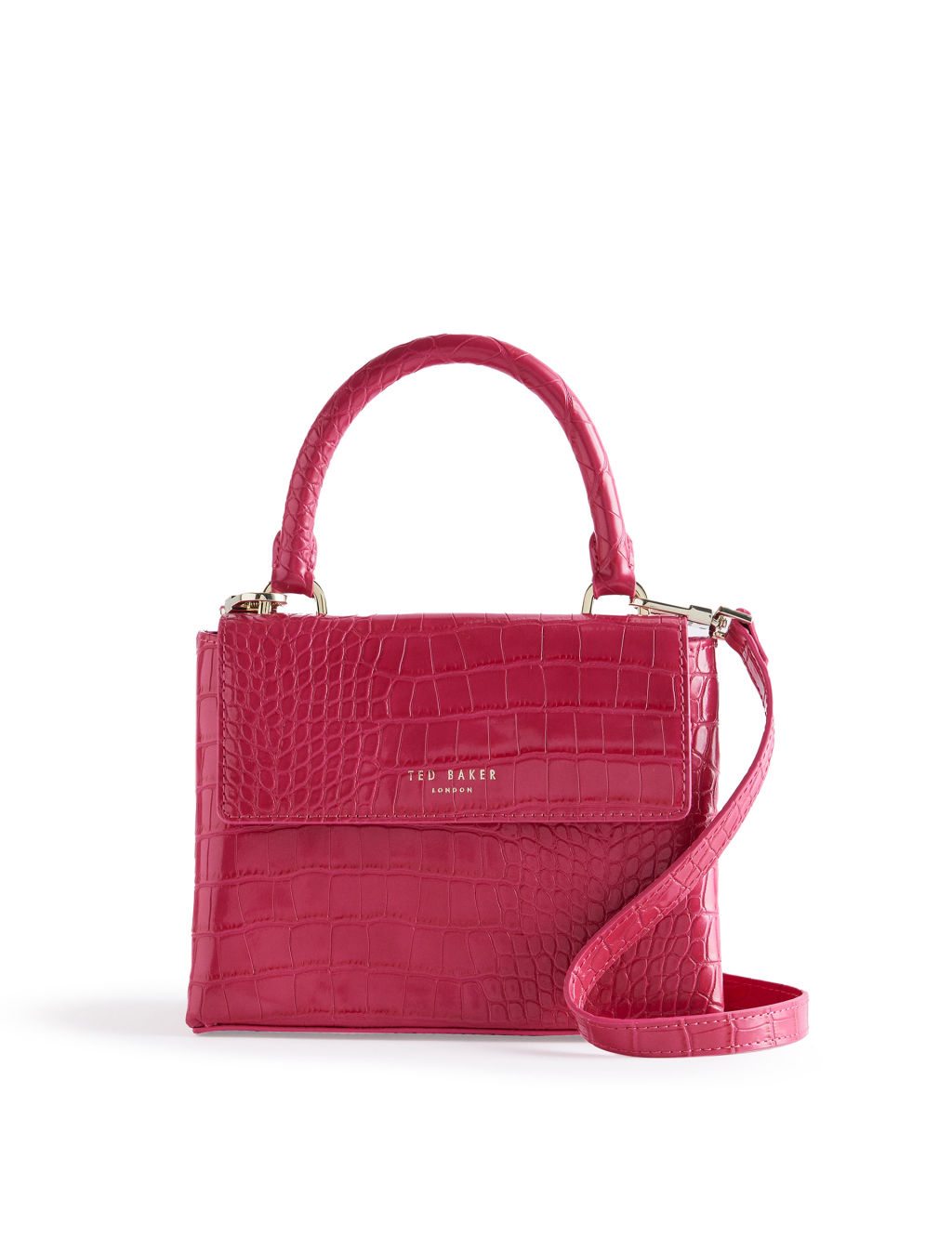 Croc Effect Top Handle Cross Body Bag