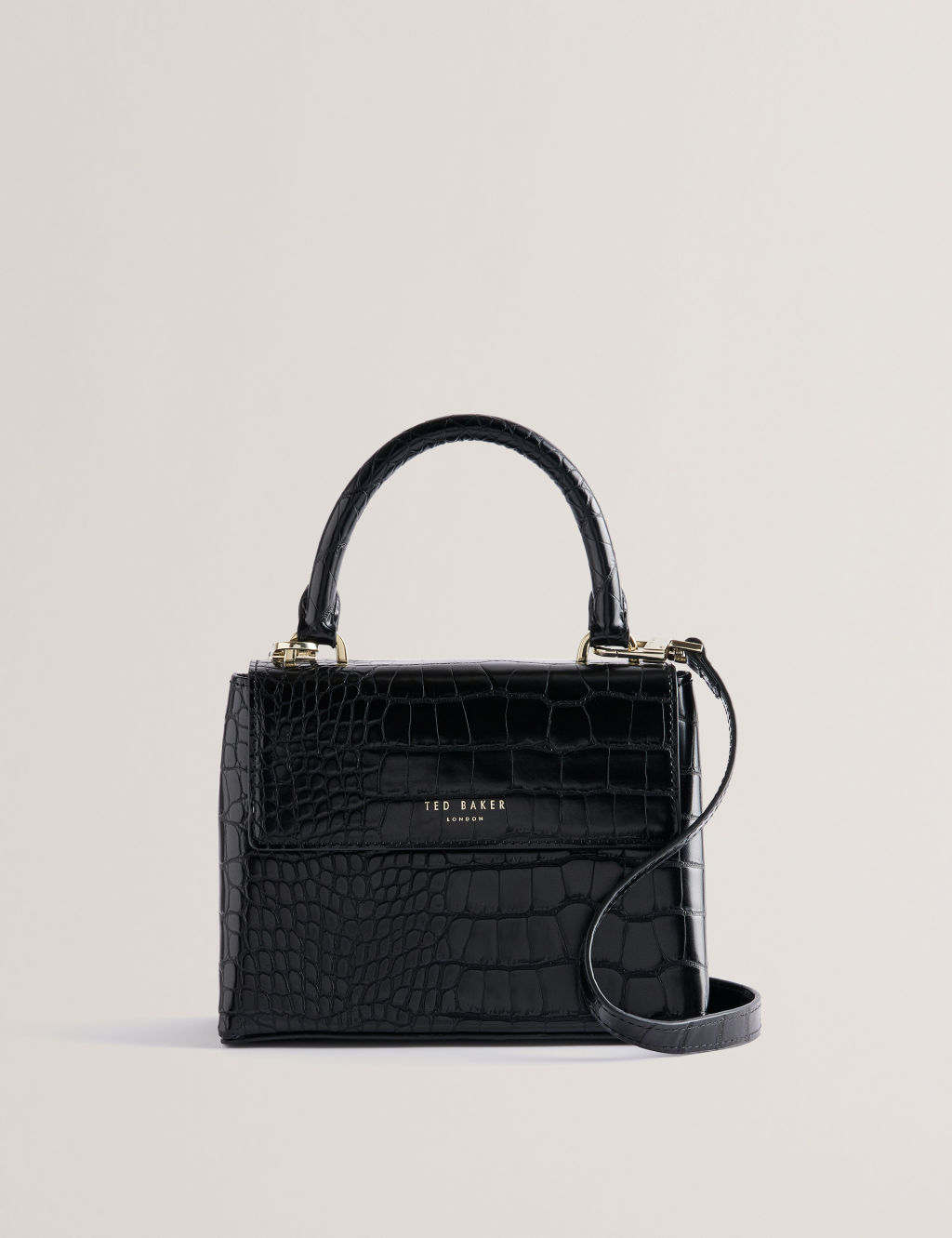 Croc Effect Top Handle Cross Body Bag
