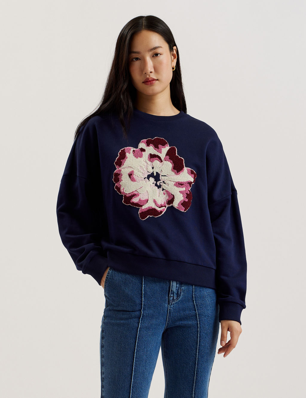 Pure Cotton Floral Graphic Sweatshirt