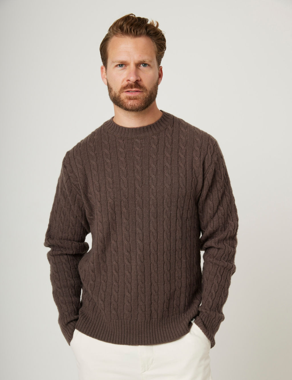 Pure Wool Cable Crew Neck Jumper