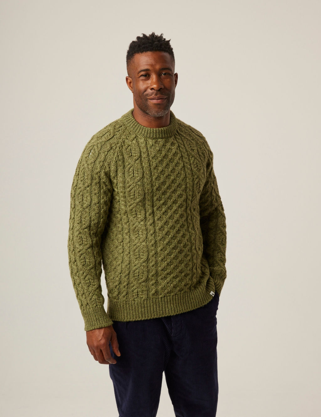 Pure Wool Cable Knit Crew Neck Jumper