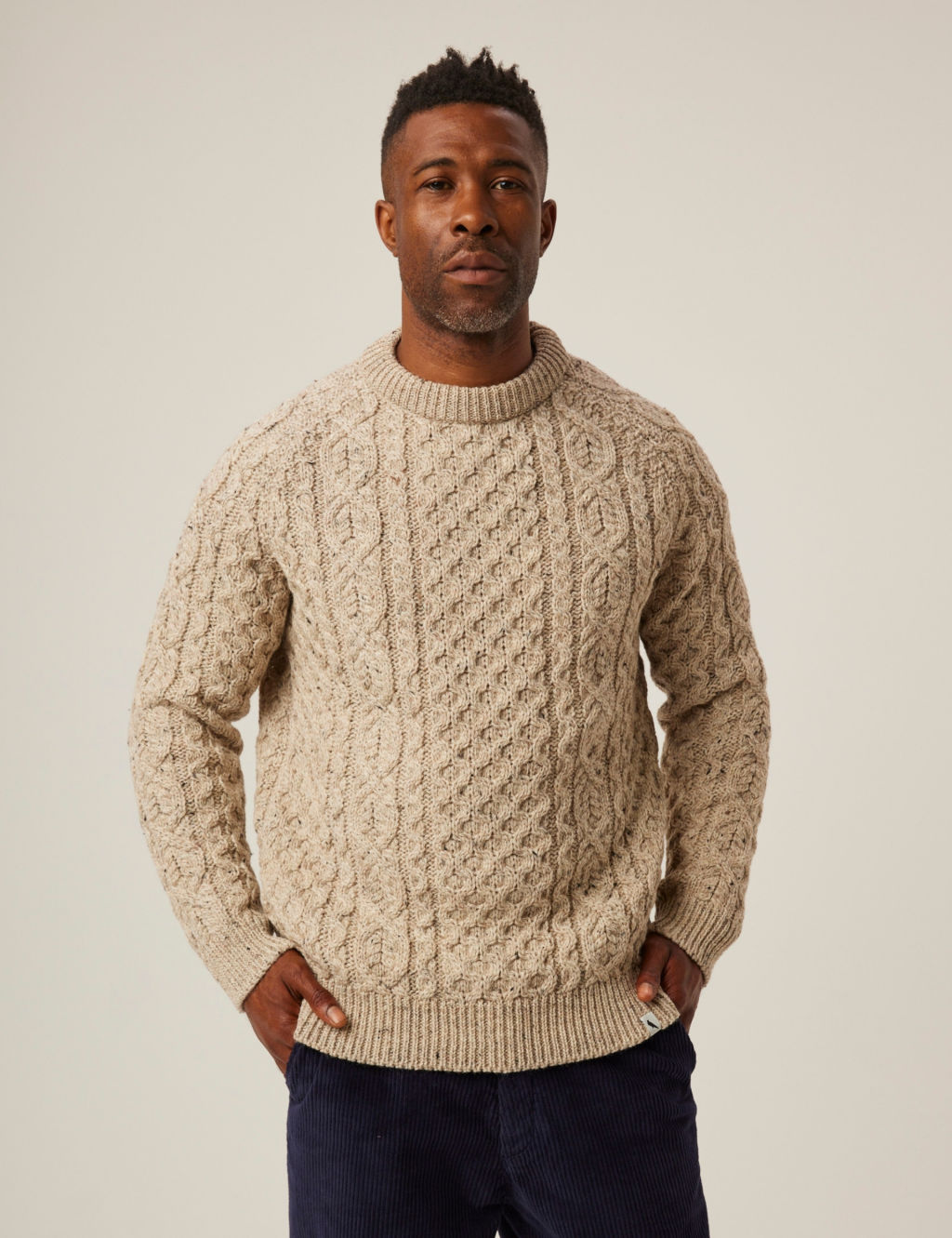 Pure Wool Cable Knit Crew Neck Jumper