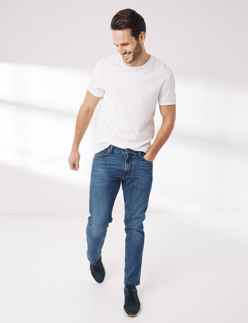 Slim Fit Pure Cotton Vintage Wash Jeans