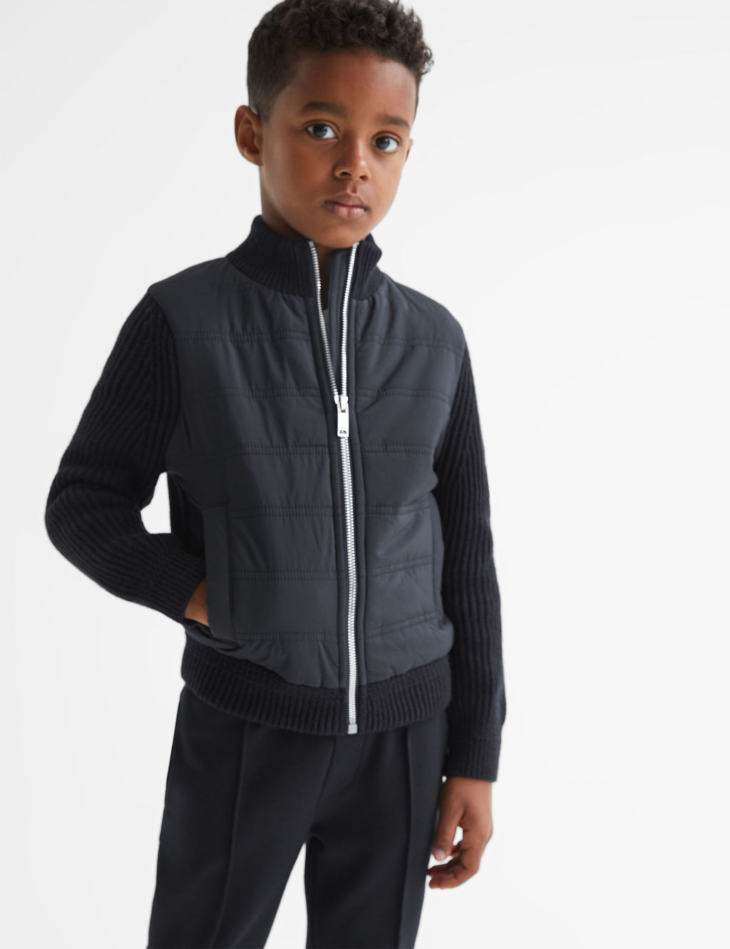 Cotton Rich Knitted Quilted Jacket (3-14 Yrs)