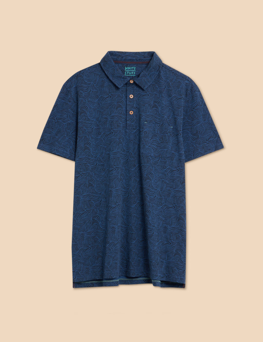 Pure Cotton Wave Print Polo Shirt 1 of 6