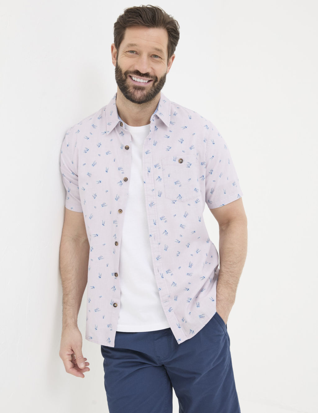 Cotton Linen Blend Jellyfish Print Shirt