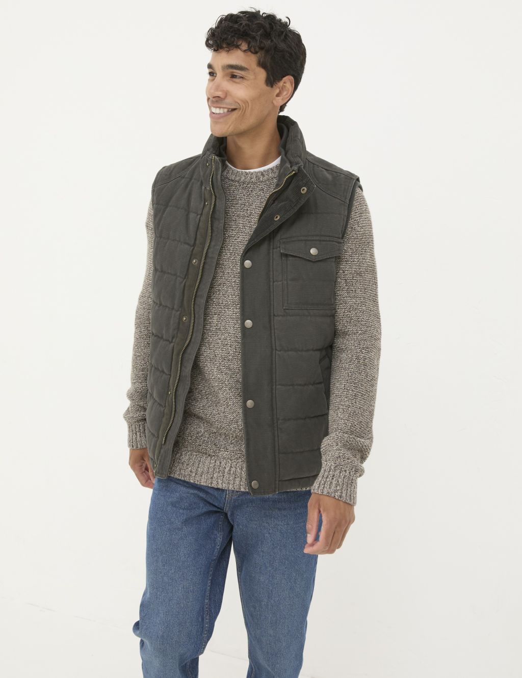 Pure Cotton Canvas Padded Gilet