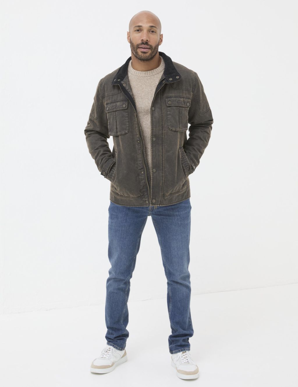 Cotton Rich Funnel Neck Biker Jacket