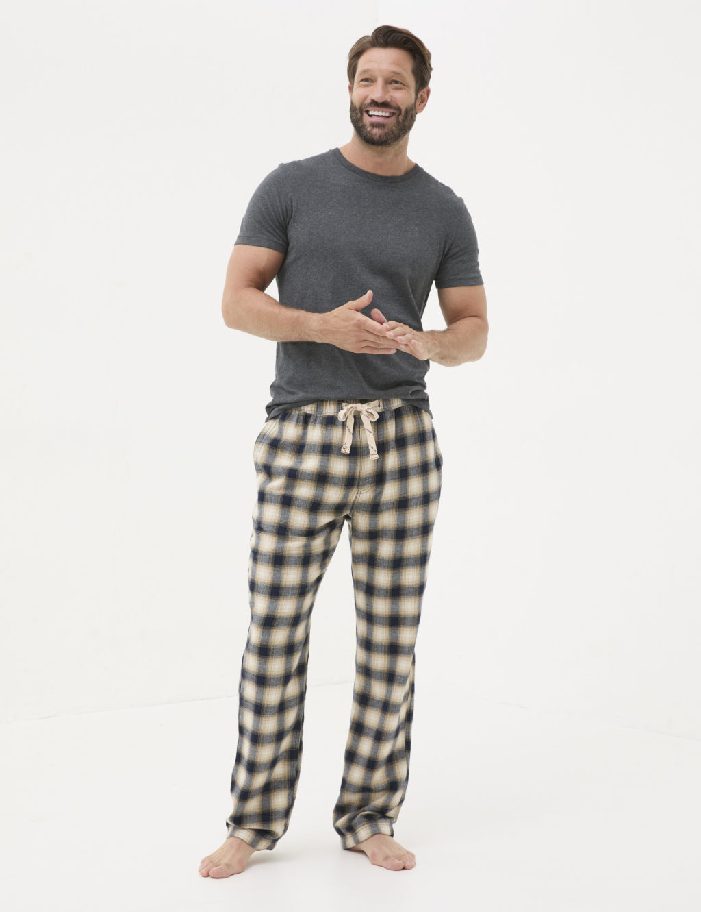 Pure Cotton Checked Pyjama Bottoms