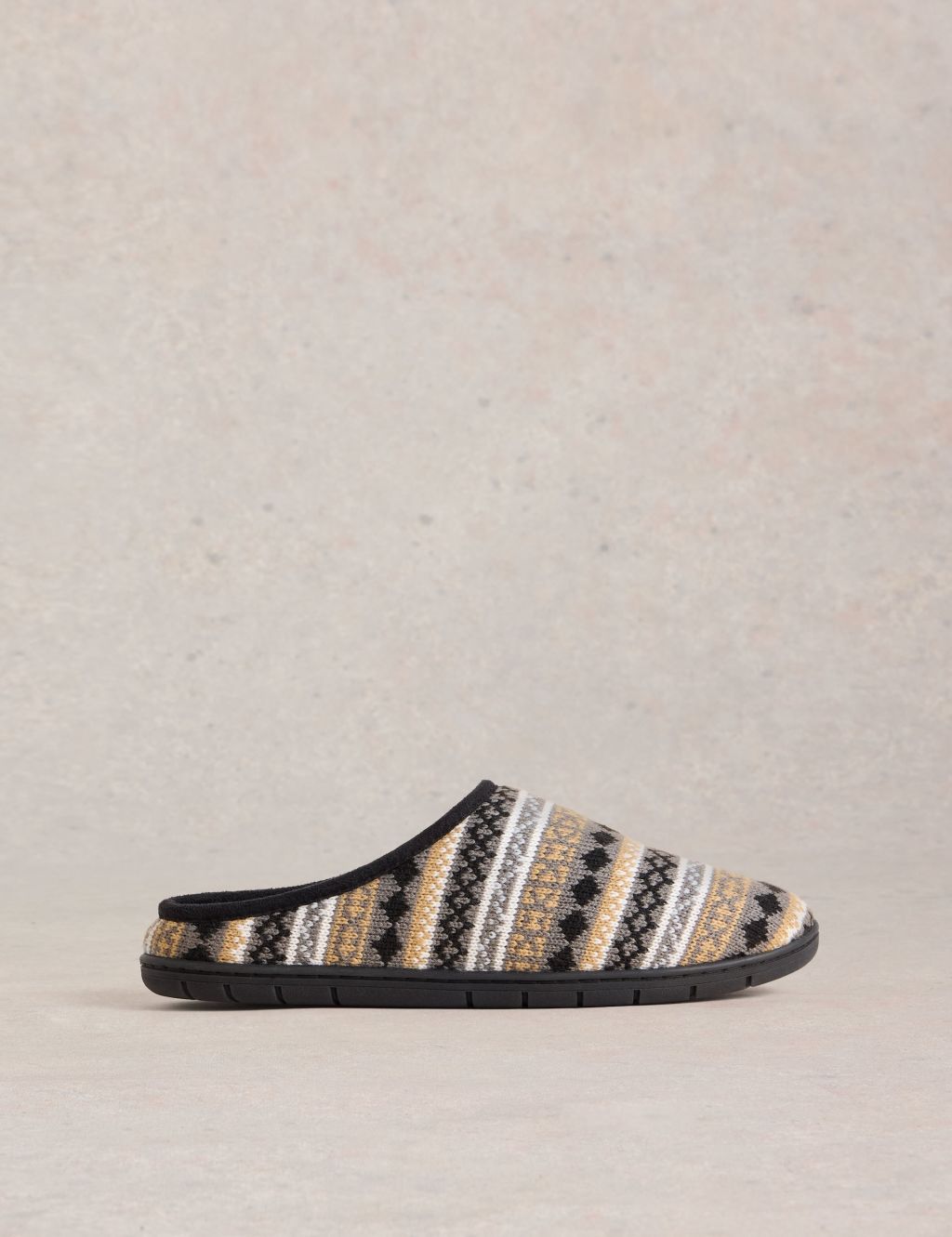 Fair Isle Faux Fur Lined Mule Slippers