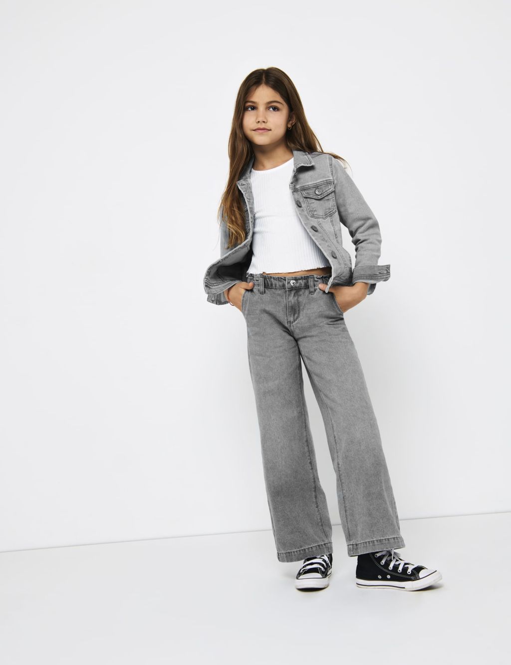 Pure Cotton Wide Leg Jeans (8-14 Yrs)