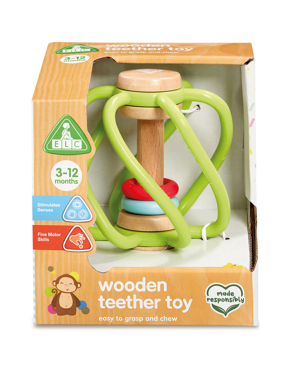 Wooden Teether Toy (3-12 Mths)