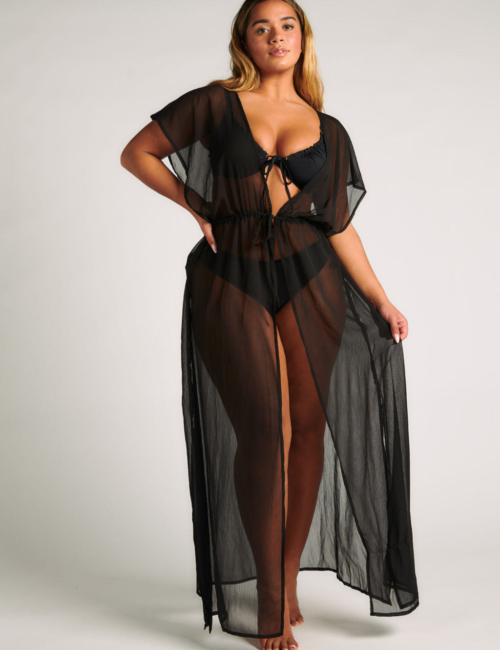 Tie Front Relaxed Beach Cover Up Kaftan 3 of 4