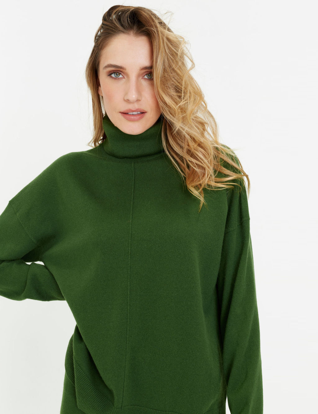 Wool Rich with Cashmere Roll Neck Relaxed Jumper