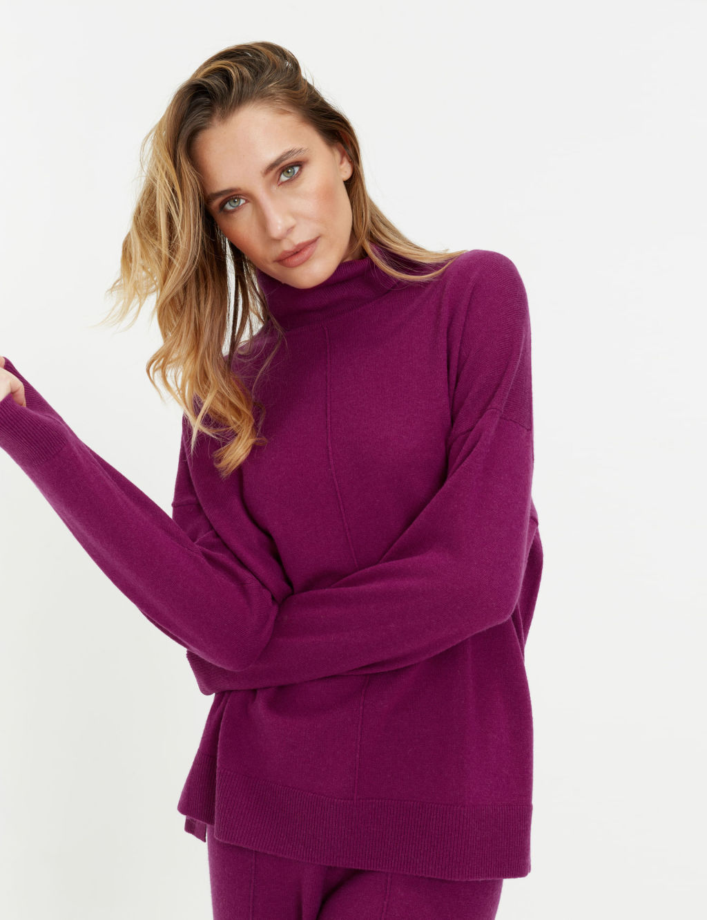 Wool Rich with Cashmere Roll Neck Relaxed Jumper