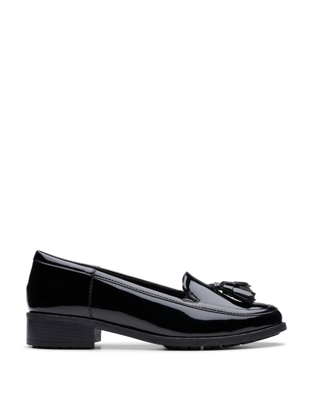 Patent Leather Tassel Slip On Loafers