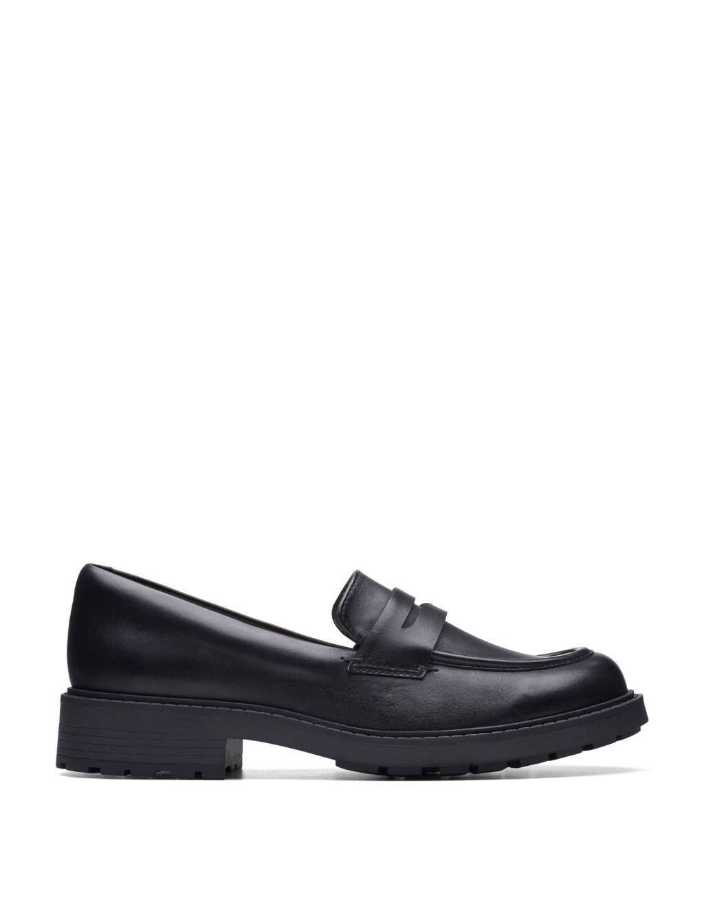 Wide Fit Leather Block Heel Loafers 3 of 7