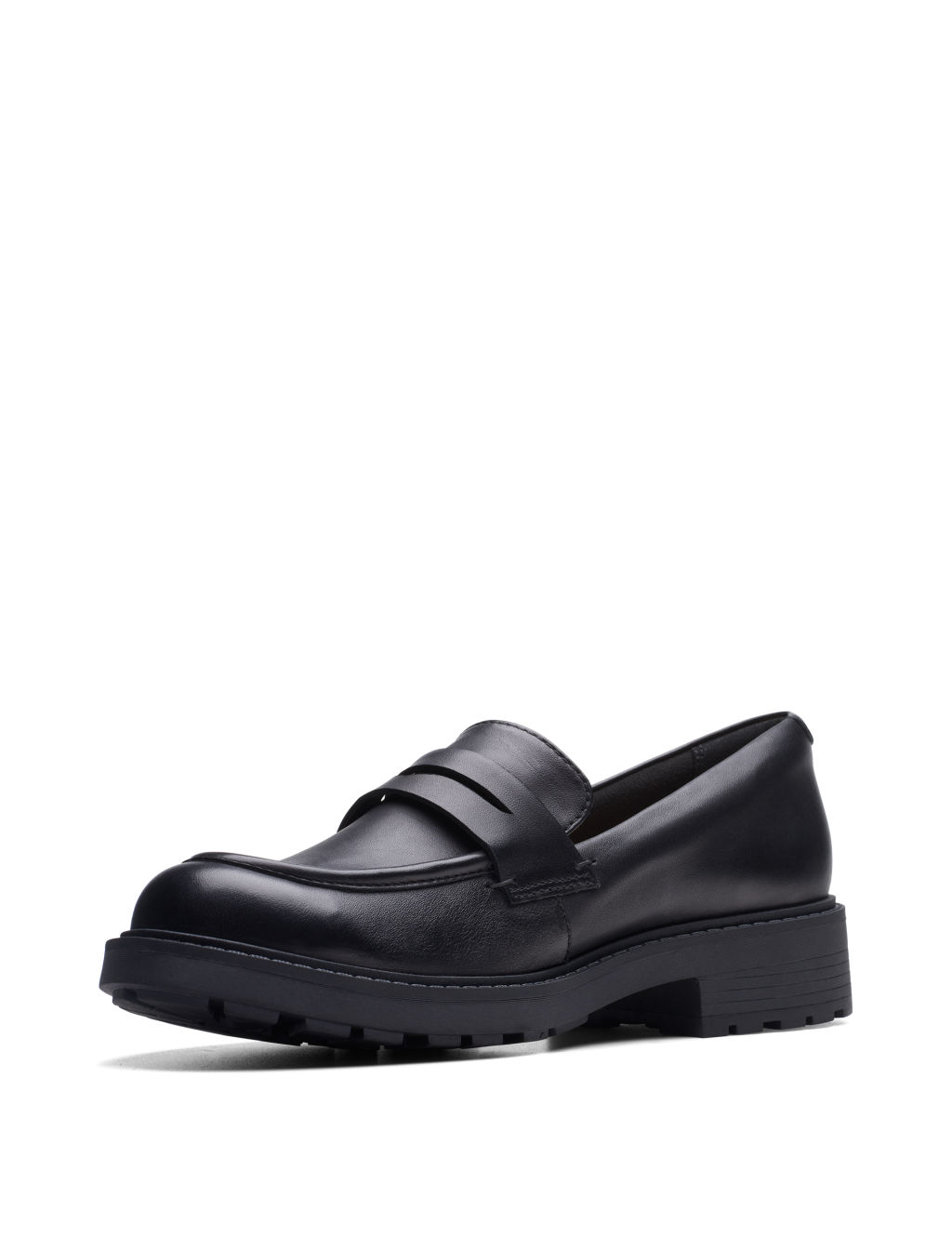 Wide Fit Leather Block Heel Loafers 6 of 7