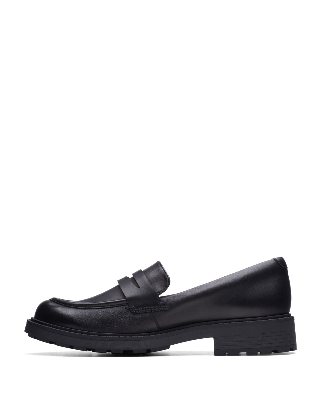 Wide Fit Leather Block Heel Loafers 7 of 7