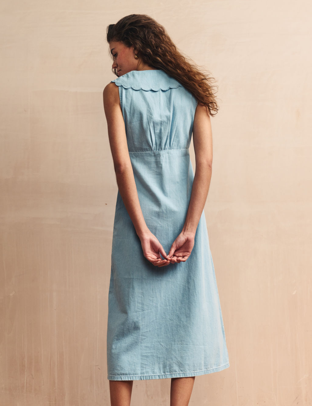 Pure Cotton Denim Midi Waisted Dress 4 of 6