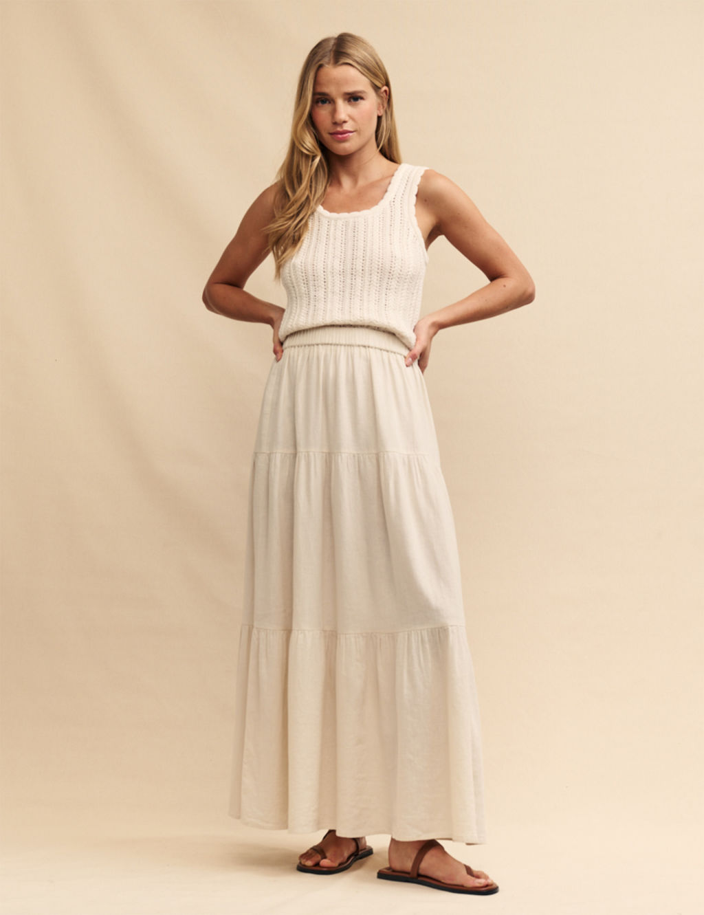 Linen Rich Maxi Tiered Skirt