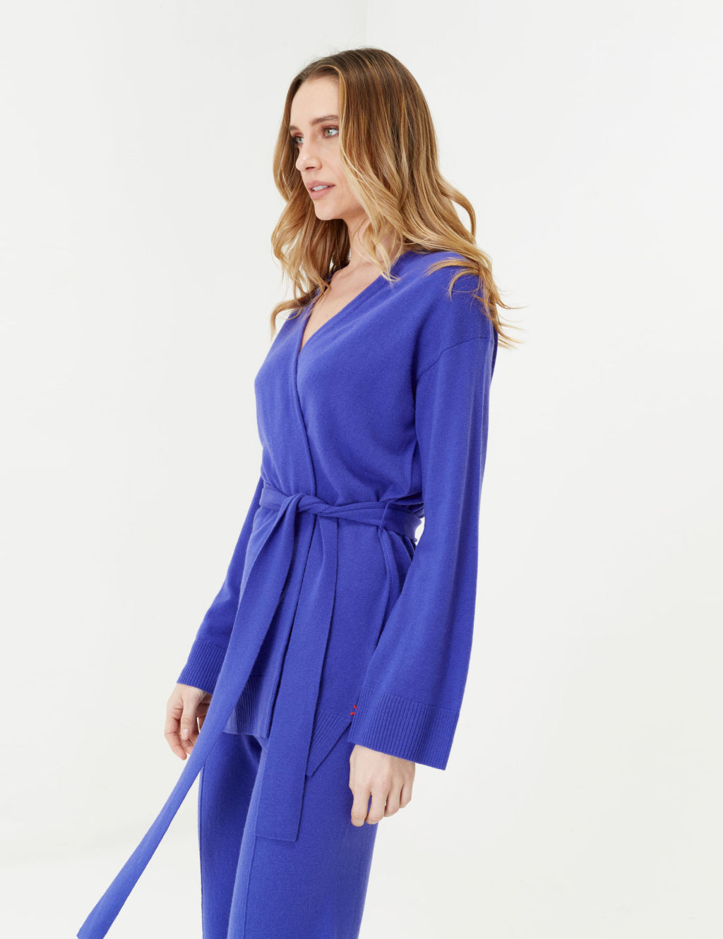 Wool Rich Wrap Belted Longline Cardigan