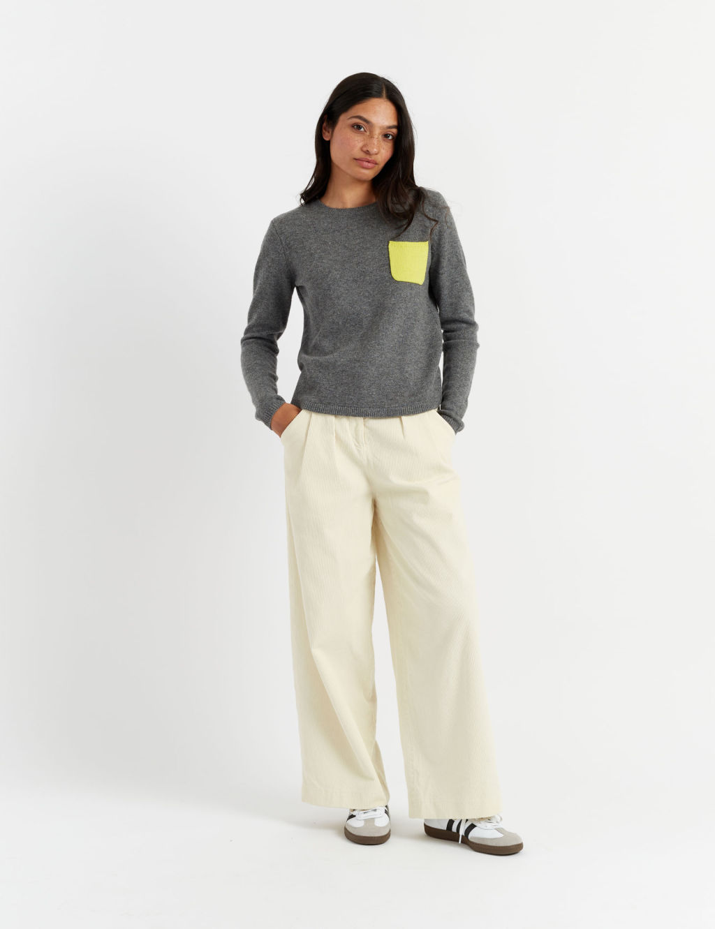Merino Wool with Cashmere Pocket Detail Jumper