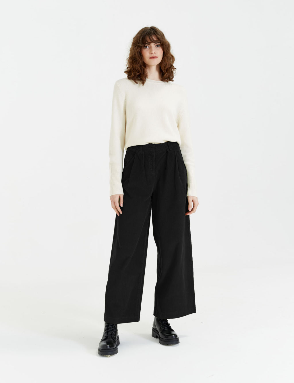 Cord Wide Leg Ankle Grazer Trousers