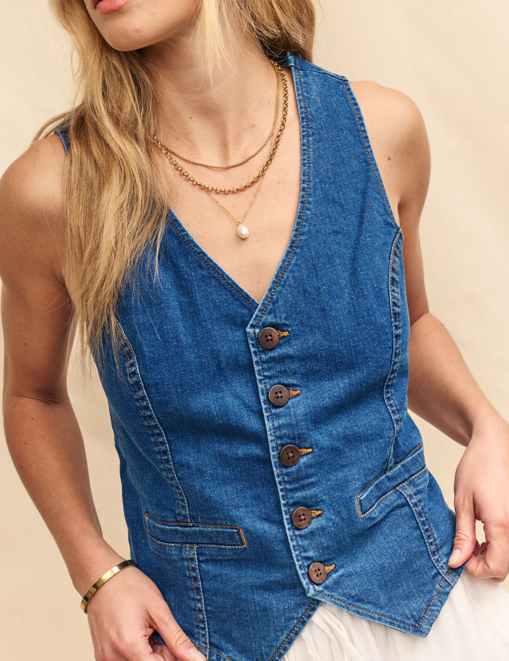 Denim Single Breasted Waistcoat 4 of 5