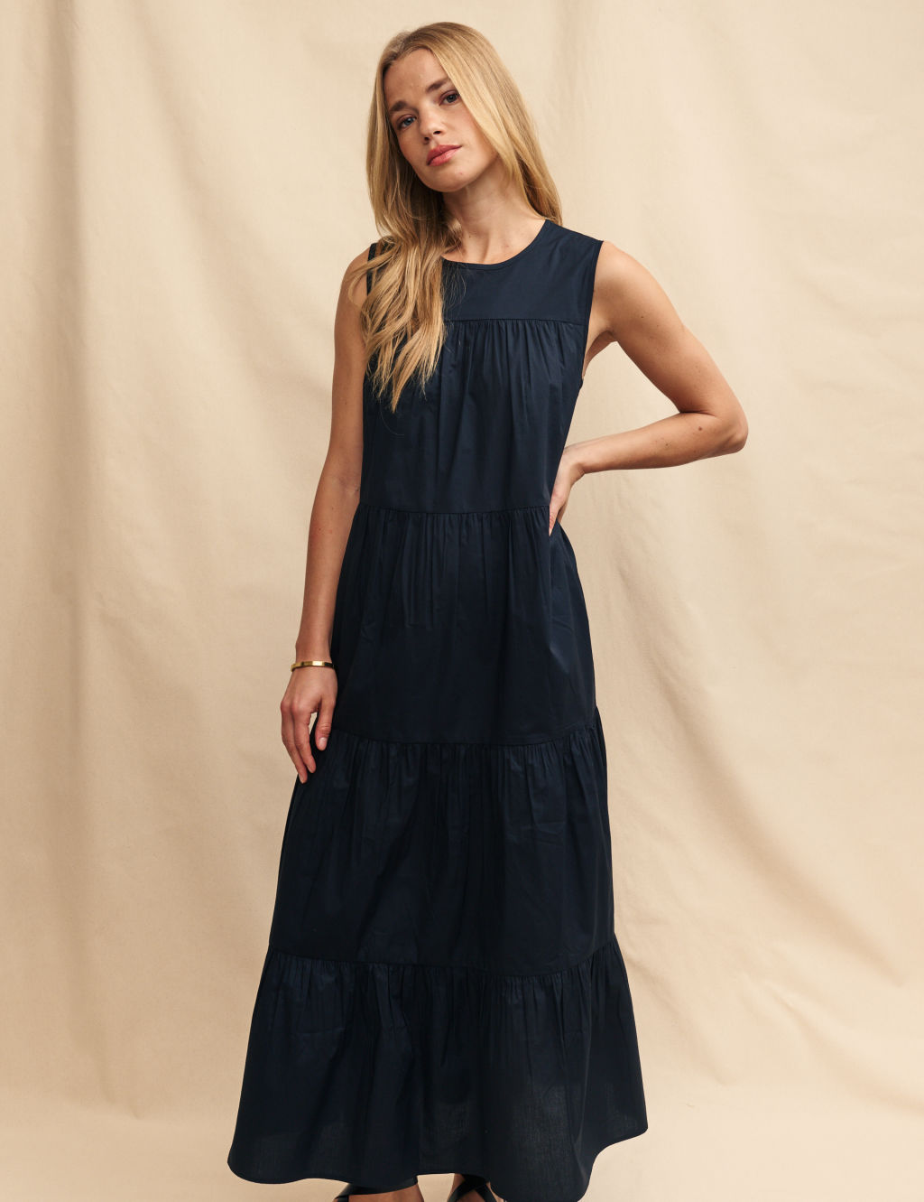 Pure Cotton Midaxi Tiered Dress