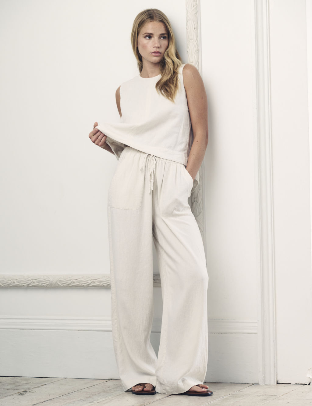 Linen Rich Straight Leg Trousers