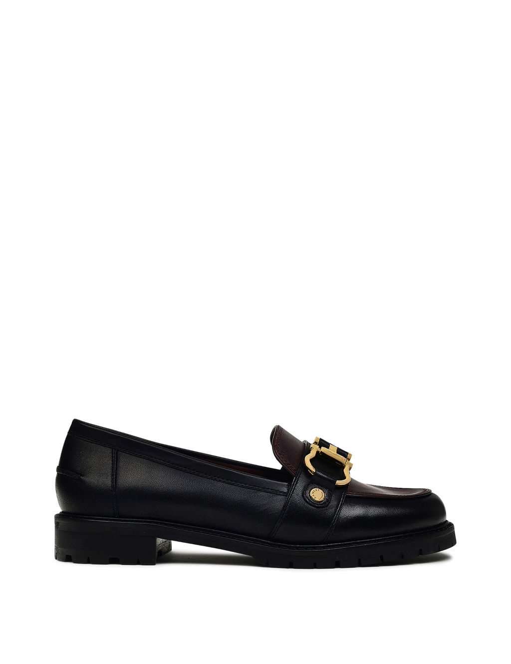 Leather Two Tone Stirrup Loafers