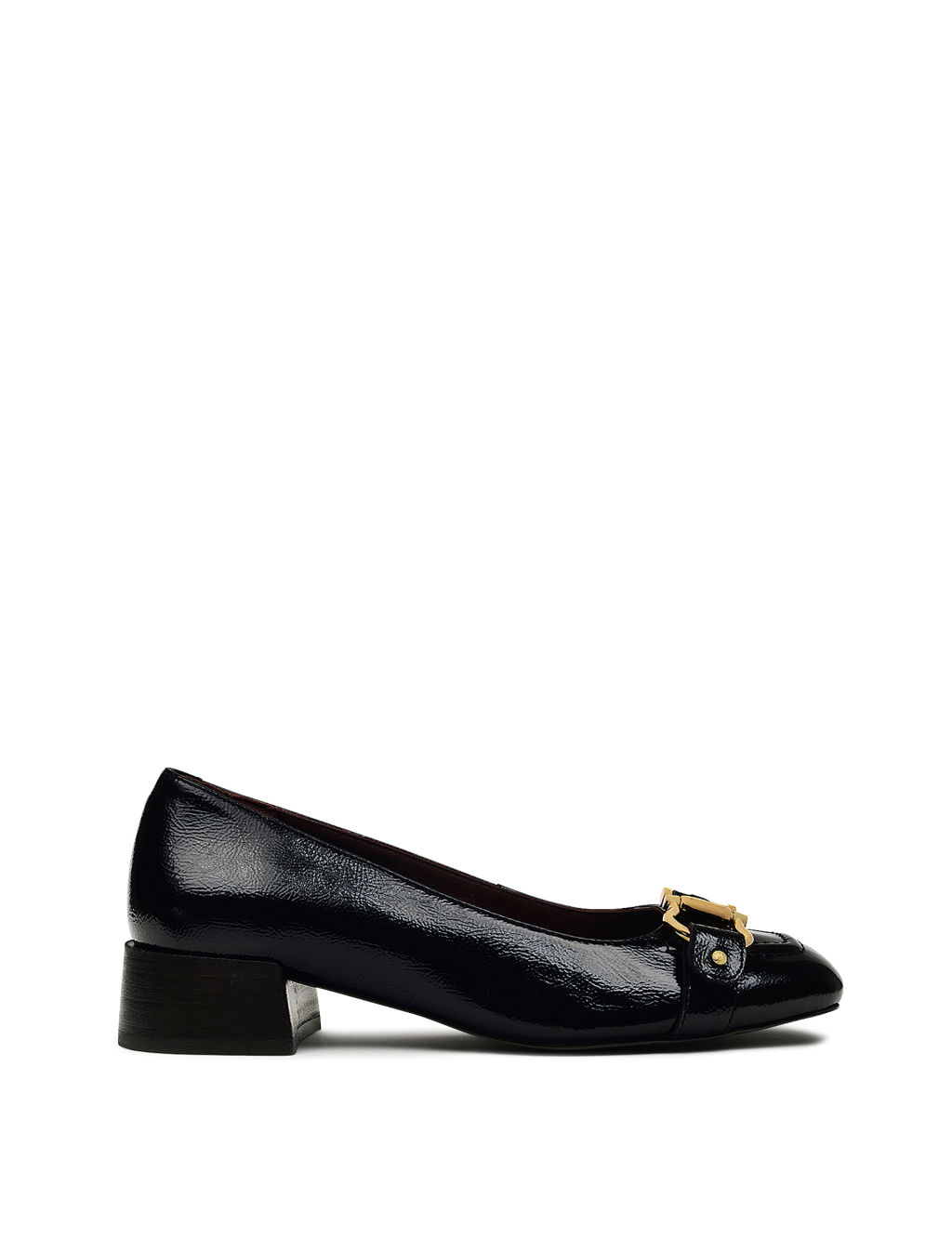 Patent Leather Slip On Stirrup Court Shoe