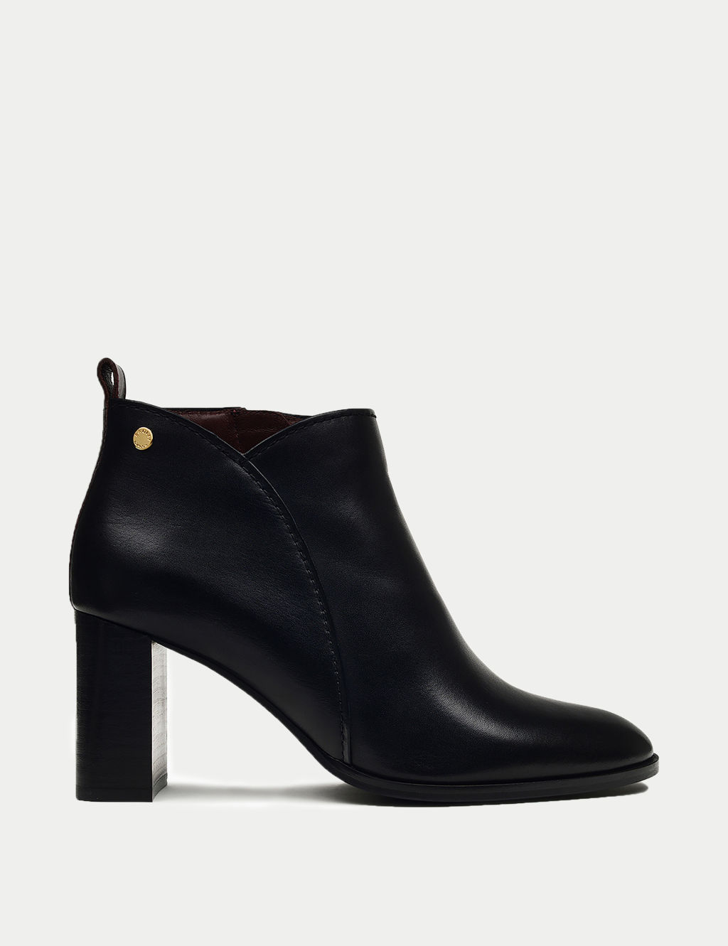 Leather Block Heel Ankle Boots