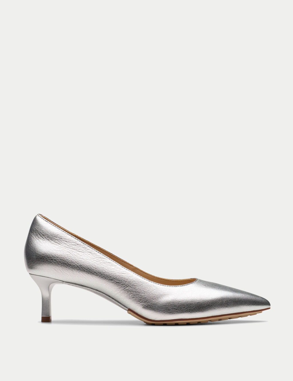 Leather Metallic Kitten Heel Court Shoes