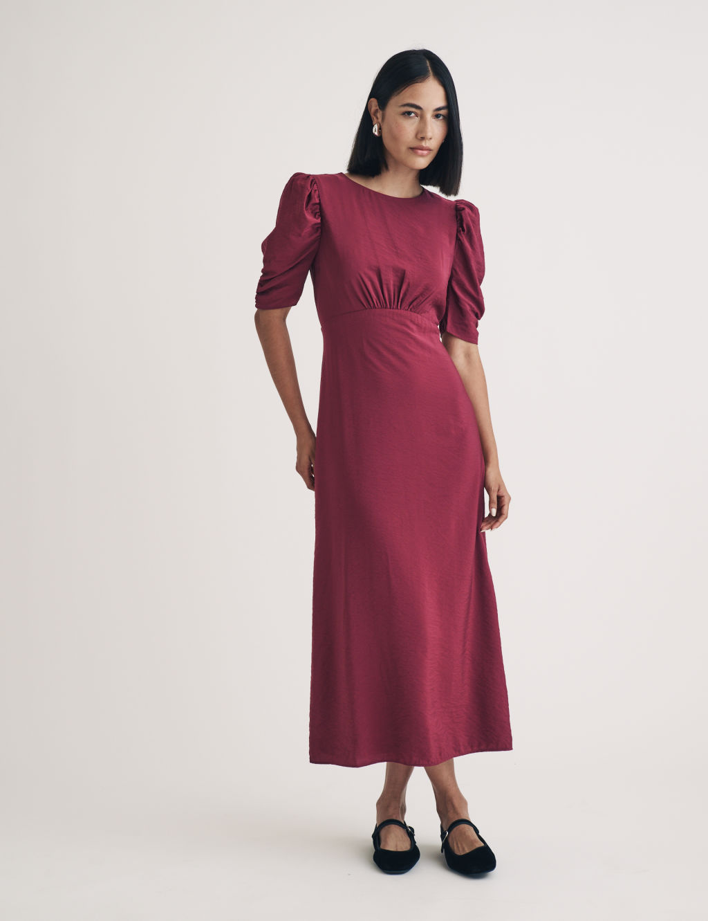 Puff Sleeve Midi Tea Dress