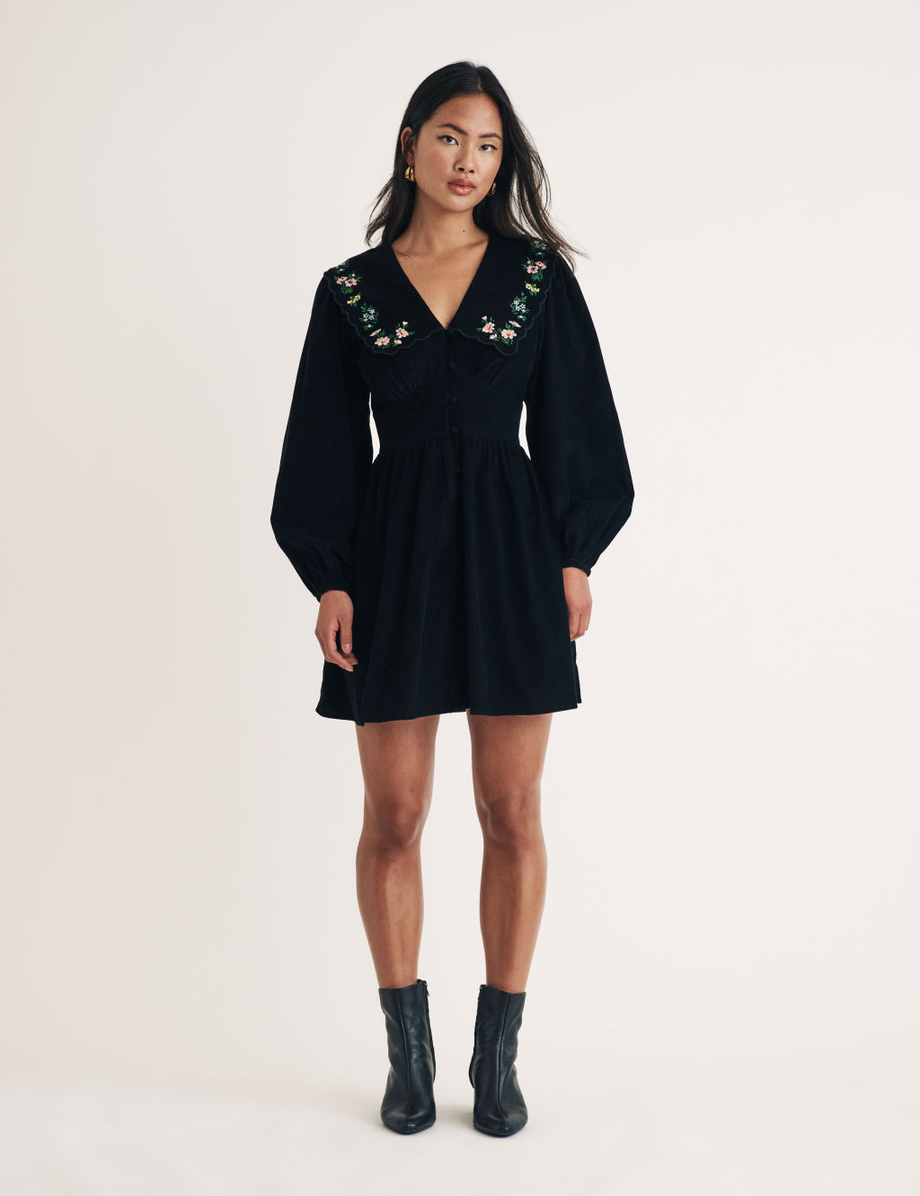 Pure Cotton Embroidered Mini Skater Dress