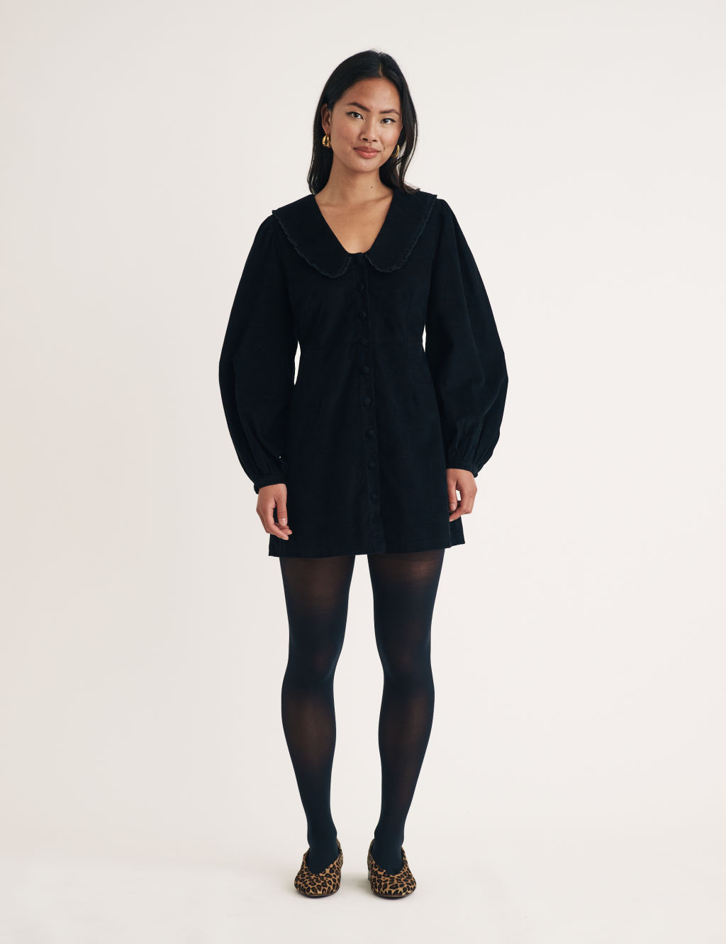 Pure Cotton V-Neck Mini Waisted Dress