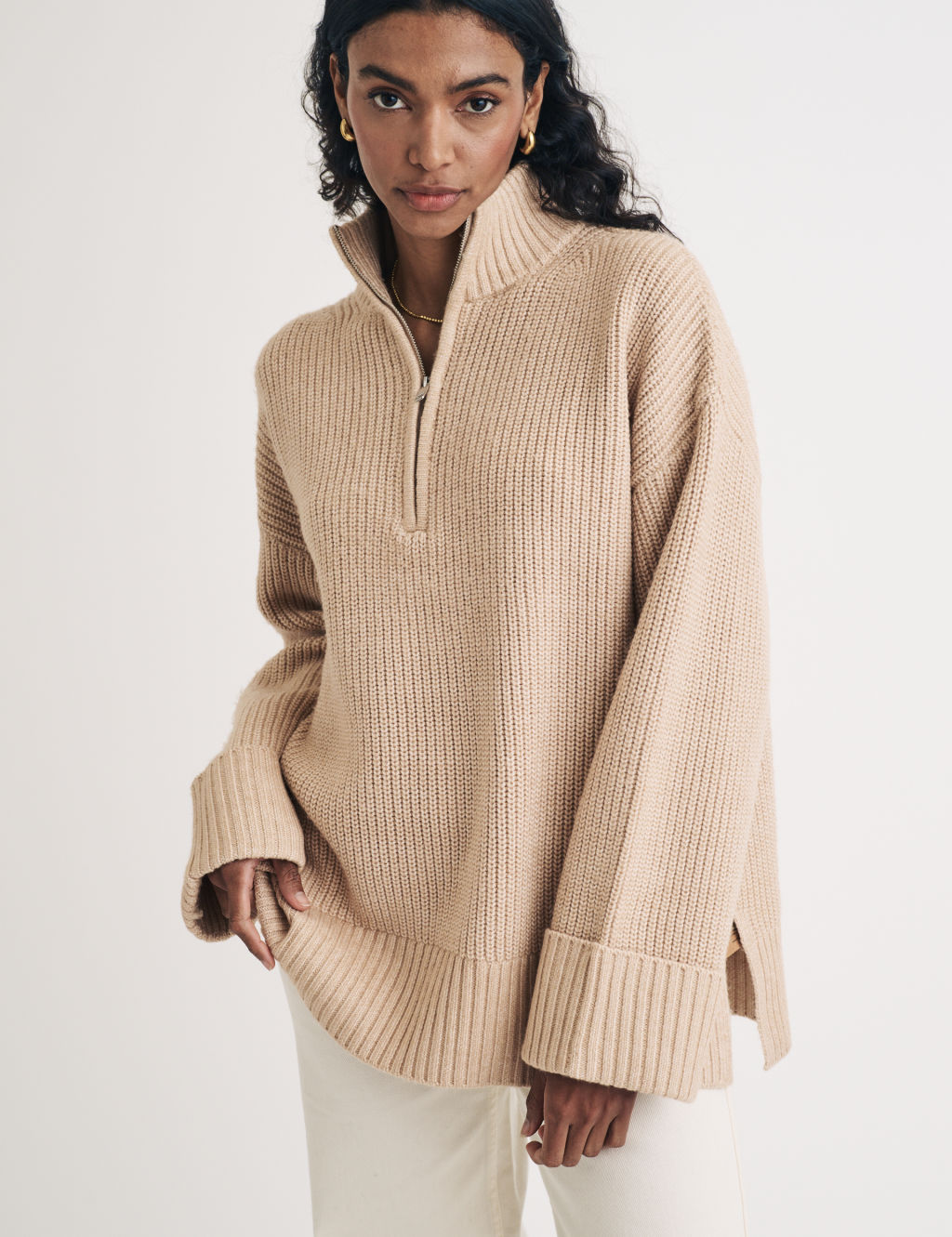 Ribbed Half-Zip Jumper
