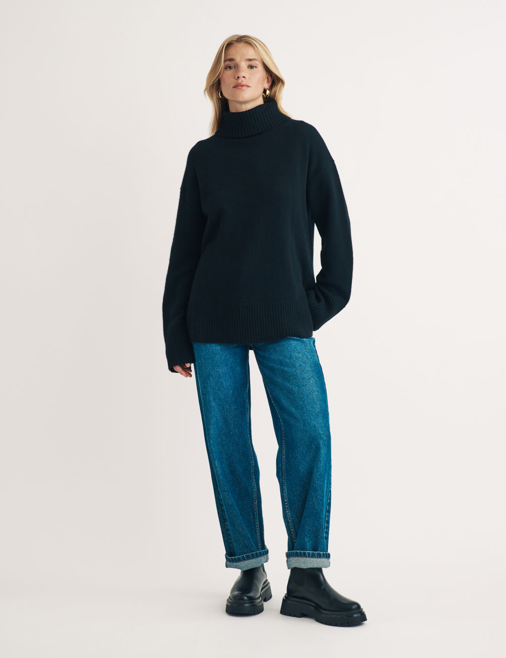 Pure Wool Roll Neck Jumper
