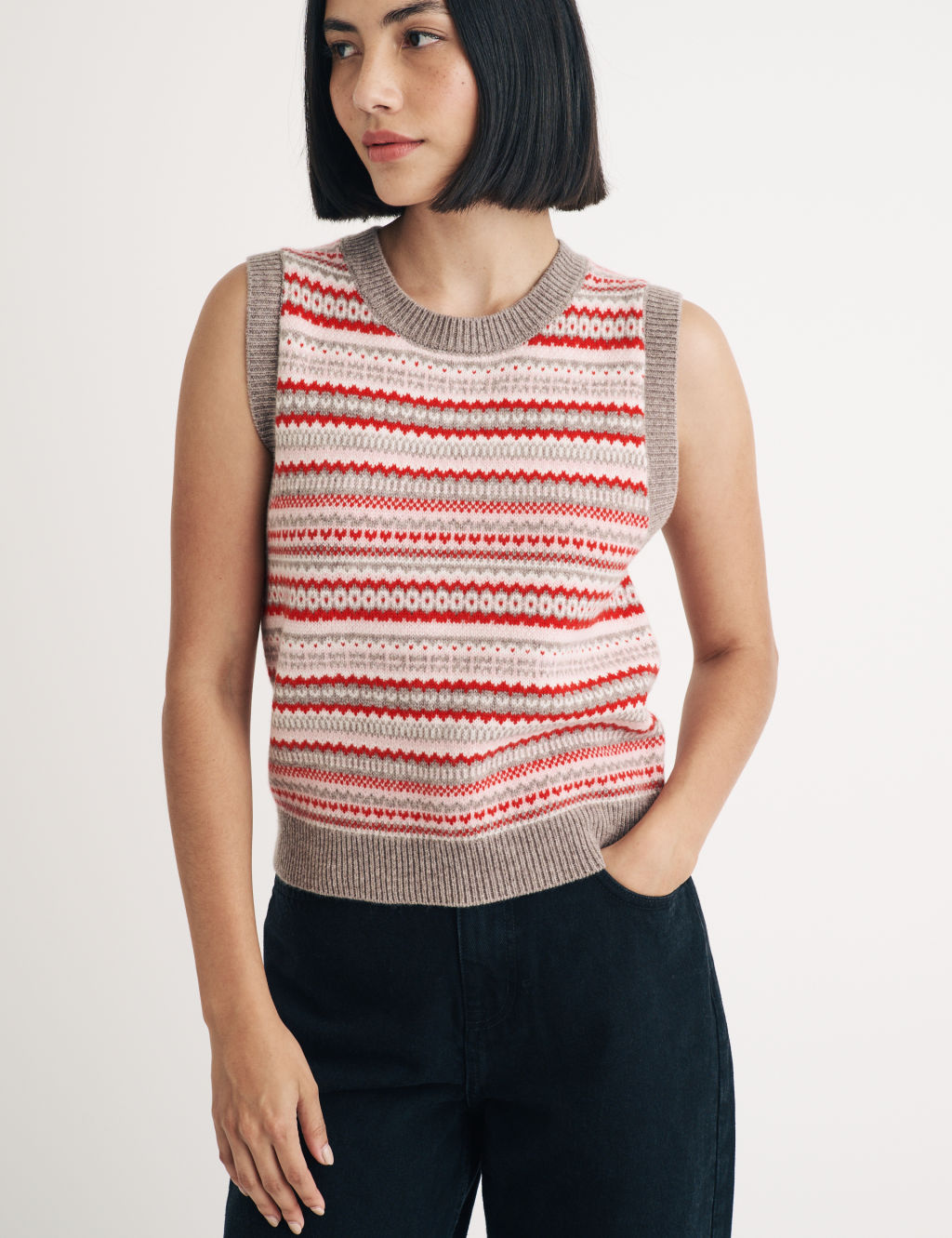 Pure Wool Fair Isle Knitted Vest