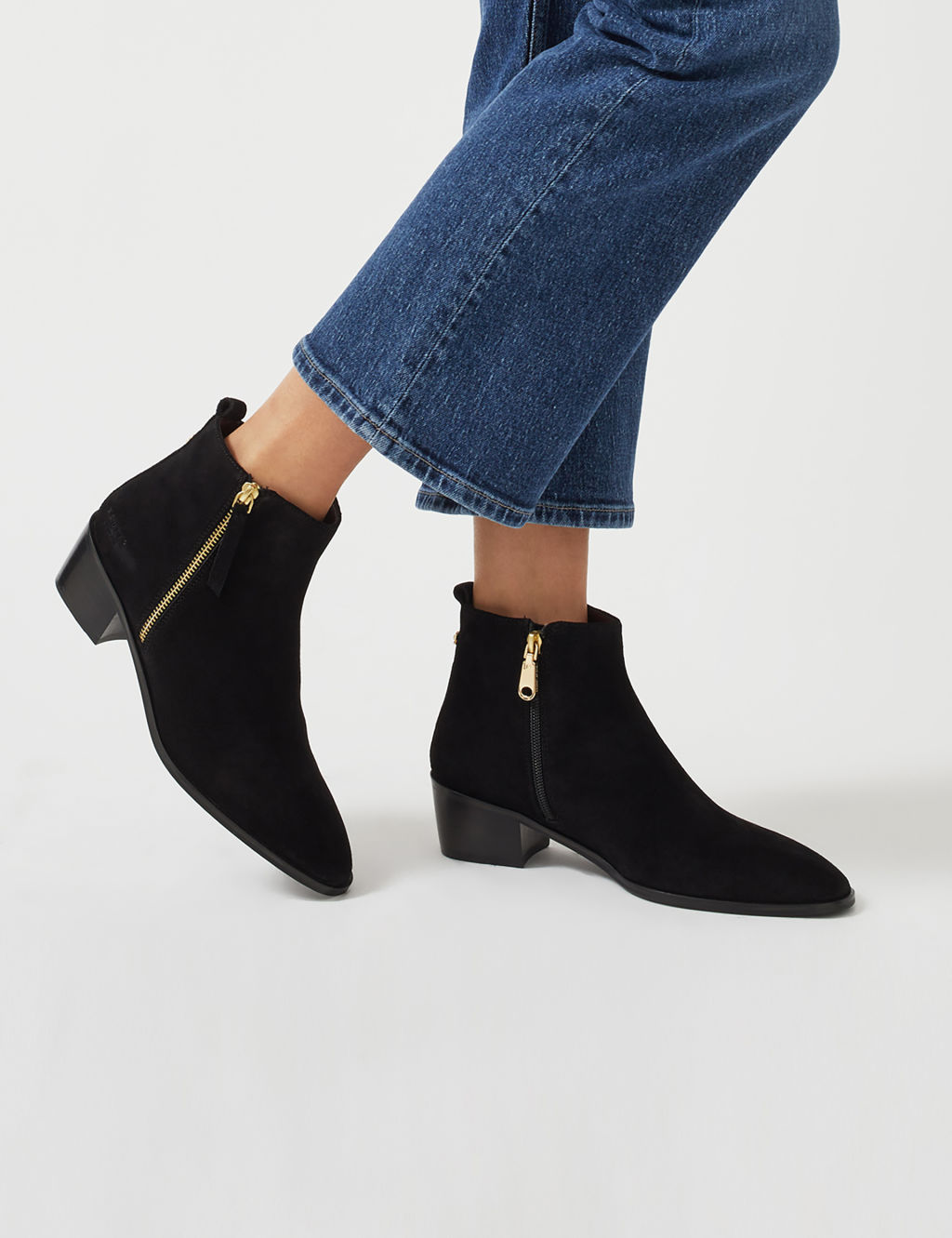 Suede Block Heel Ankle Boots