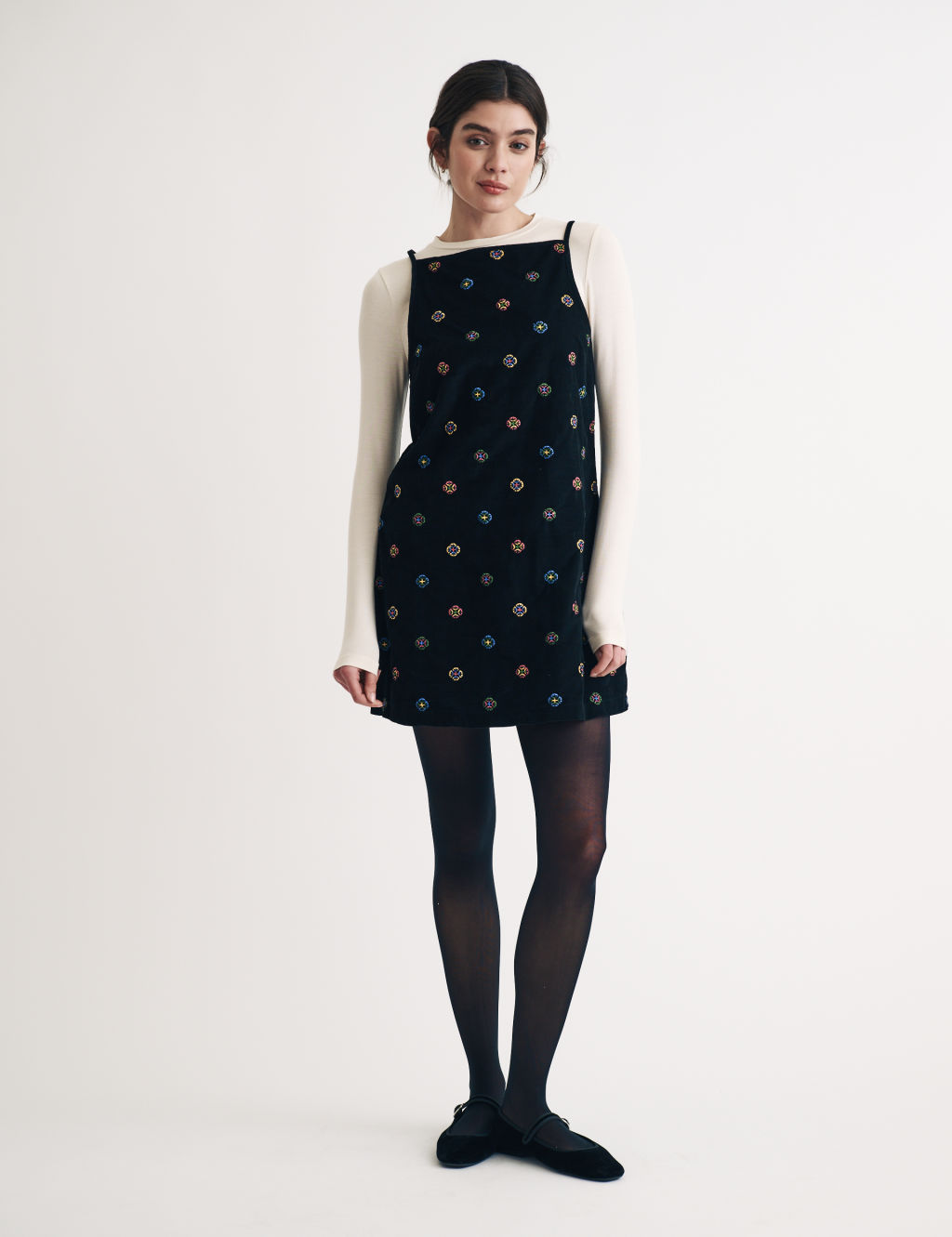 Pure Cotton Embroidered Square Neck Dress