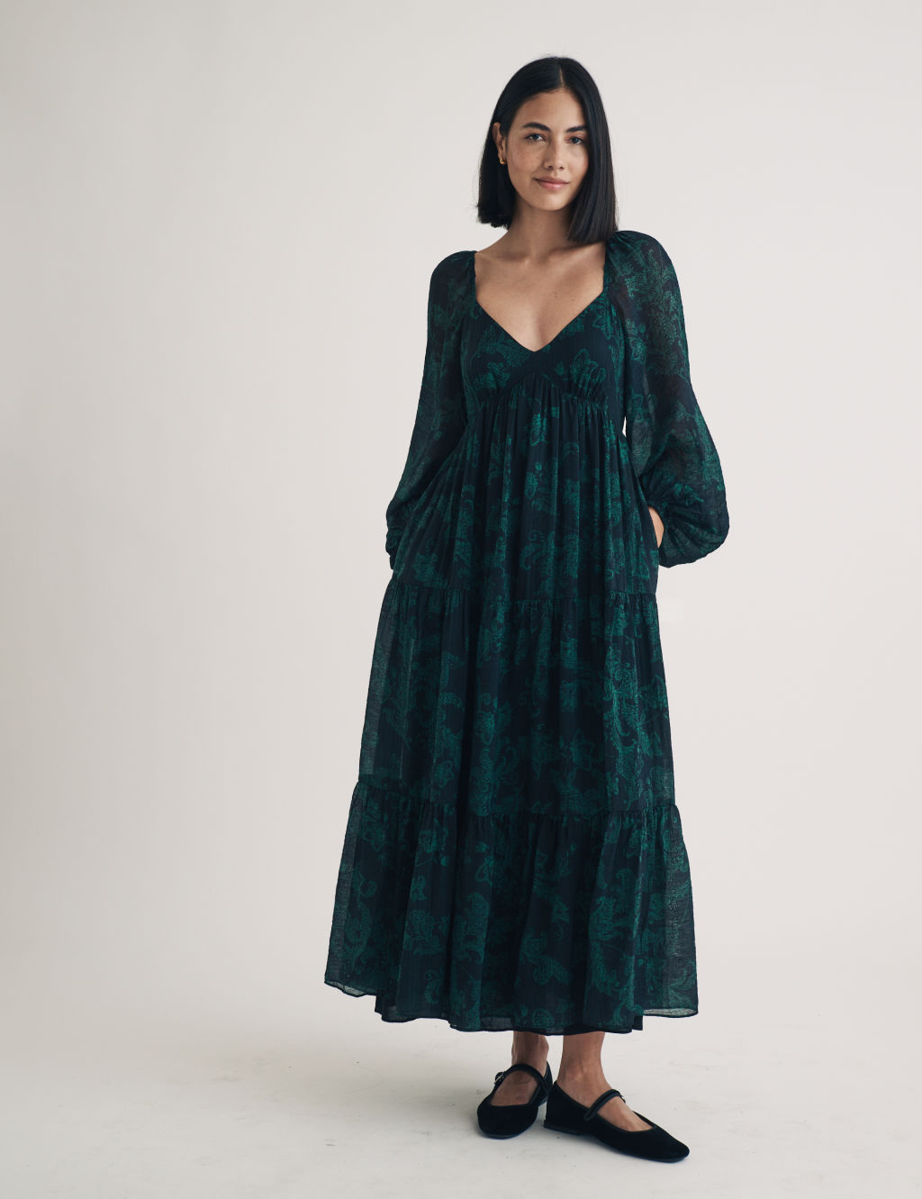 Paisley Sweetheart Neckline Midaxi Dress