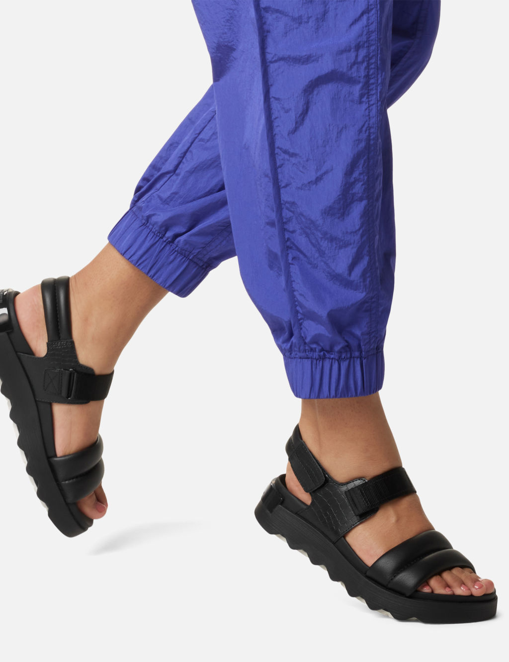 Leather Riptape Flatform Sandals
